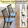 Windsor dining chair set of 4 in black with ergonomic high spindle back for comfort and style in dining rooms or cafes.