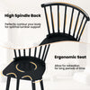 Windsor dining chair with spindle back and ergonomic seat, made of durable rubber wood, ideal for dining or living.
