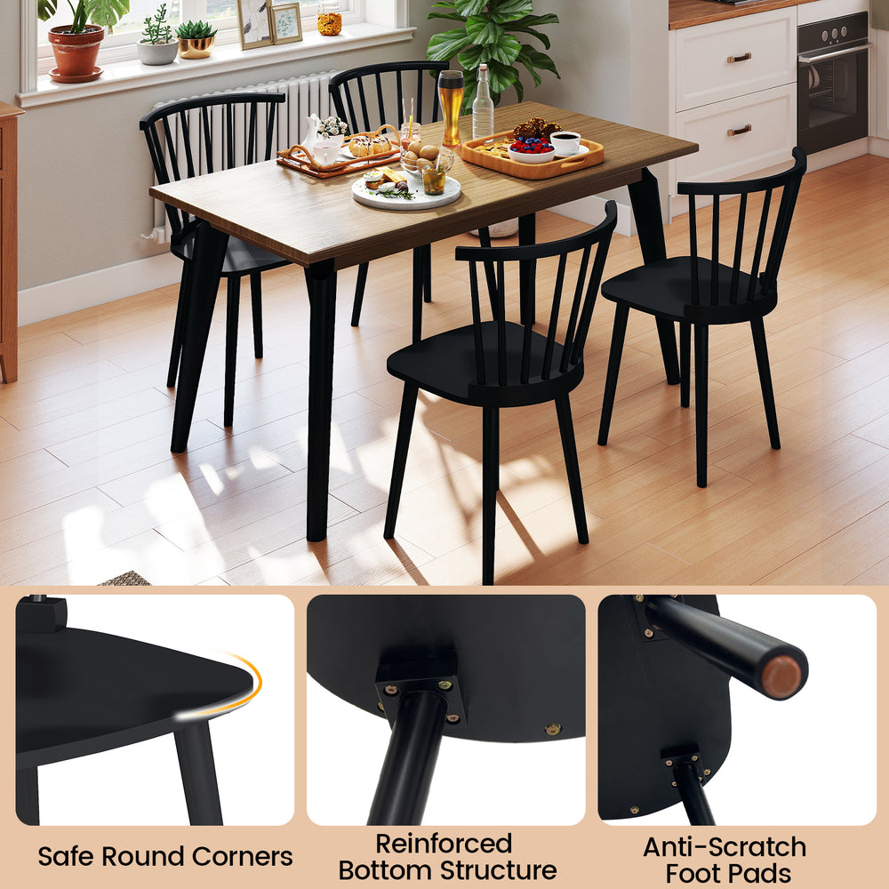 Windsor dining chairs set of 2 in black with spindle back, featuring ergonomic design and non-slip foot pads for.