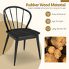 Windsor dining chair set of 4 in black with spindle backrest, made of rubber wood for long-term use and stability.