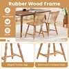Set of 4 Windsor dining chairs with curved spindle back, natural rubber wood frame, ideal for dining rooms or cafes.
