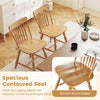 Set of two Windsor dining chairs with contoured seats and curved spindle backs, perfect for dining rooms or cafes.