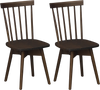 Set of 2 Windsor dining chairs in walnut, featuring solid rubber wood, swivel seats, and a comfortable spindle back.