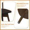 Close-up of Windsor dining chair showing rounded corners and anti-slip foot pads, made of solid rubber wood for.