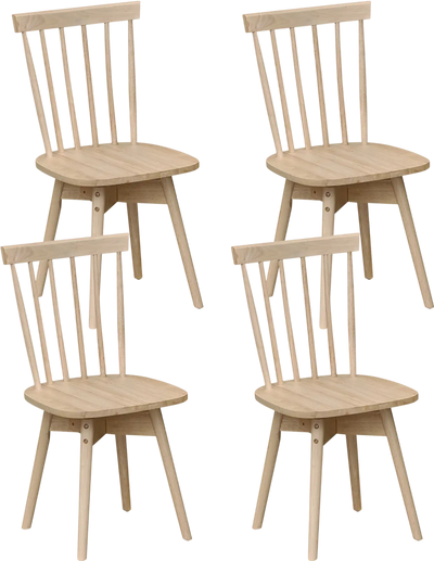 Costway Windsor Swivel Dining Chairs Set of 4 Rubber Wood Kitchen Chairs 28882992 New