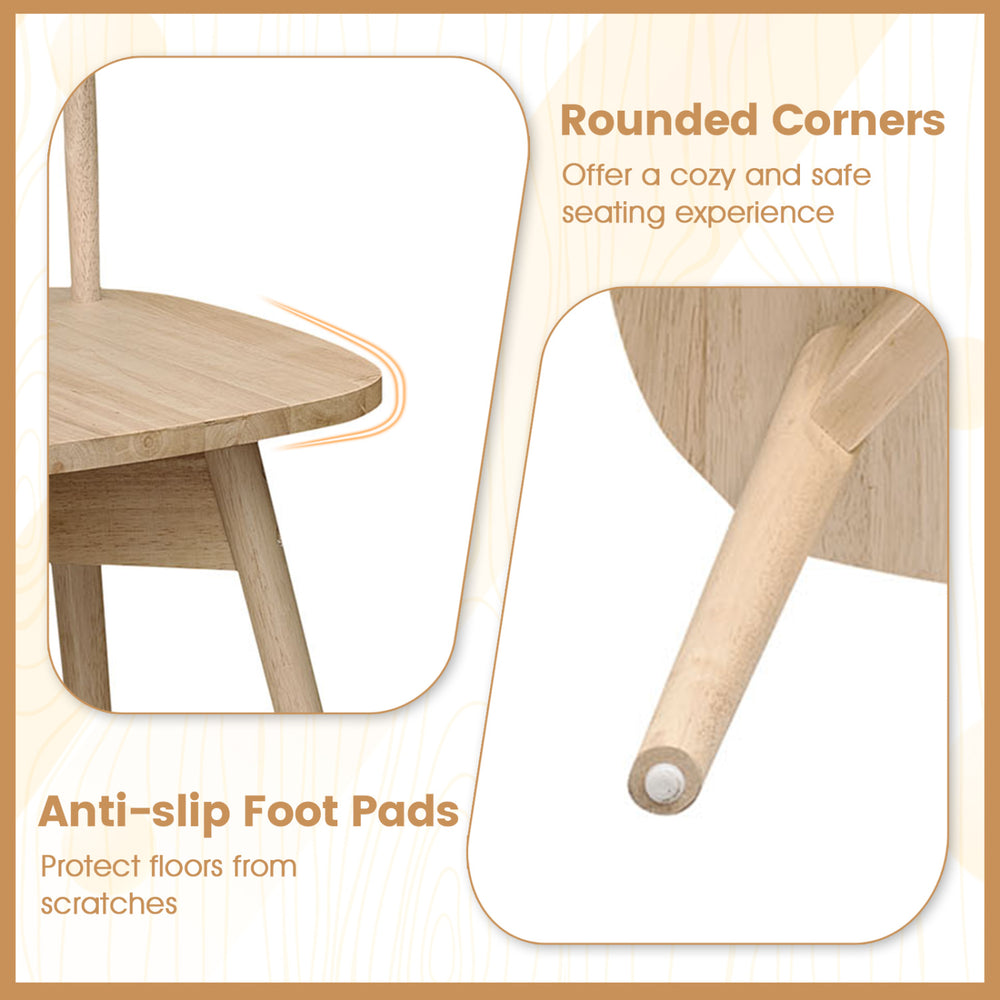 Rounded corners and anti-slip foot pads of the Windsor dining chair set ensure safety and protect floors from scratches.