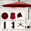 10 feet patio offset umbrella in wine color with 112 solar-powered LED lights, featuring sturdy metal ribs and a.