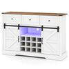 52 Inches Wine Bar Cabinet with LED Lights and Sliding Barn Doors-White - Gallery View 1 of 10