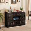 52 Inches Wine Bar Cabinet with LED Lights and Sliding Barn Doors-Black - Gallery View 1 of 10