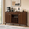 Wine Bar Cabinet with Adjustable Shelves and 2 Doors 3 Glass Holders for Kitchen-Brown - Gallery View 1 of 11