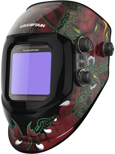Arccaptain VisionMax X200 Welding Helmet Large View Auto-Darkening Wolf Design New