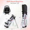 Women's golf stand bag set in red, featuring lightweight design, multiple pockets, and easy-carry dual shoulder straps.