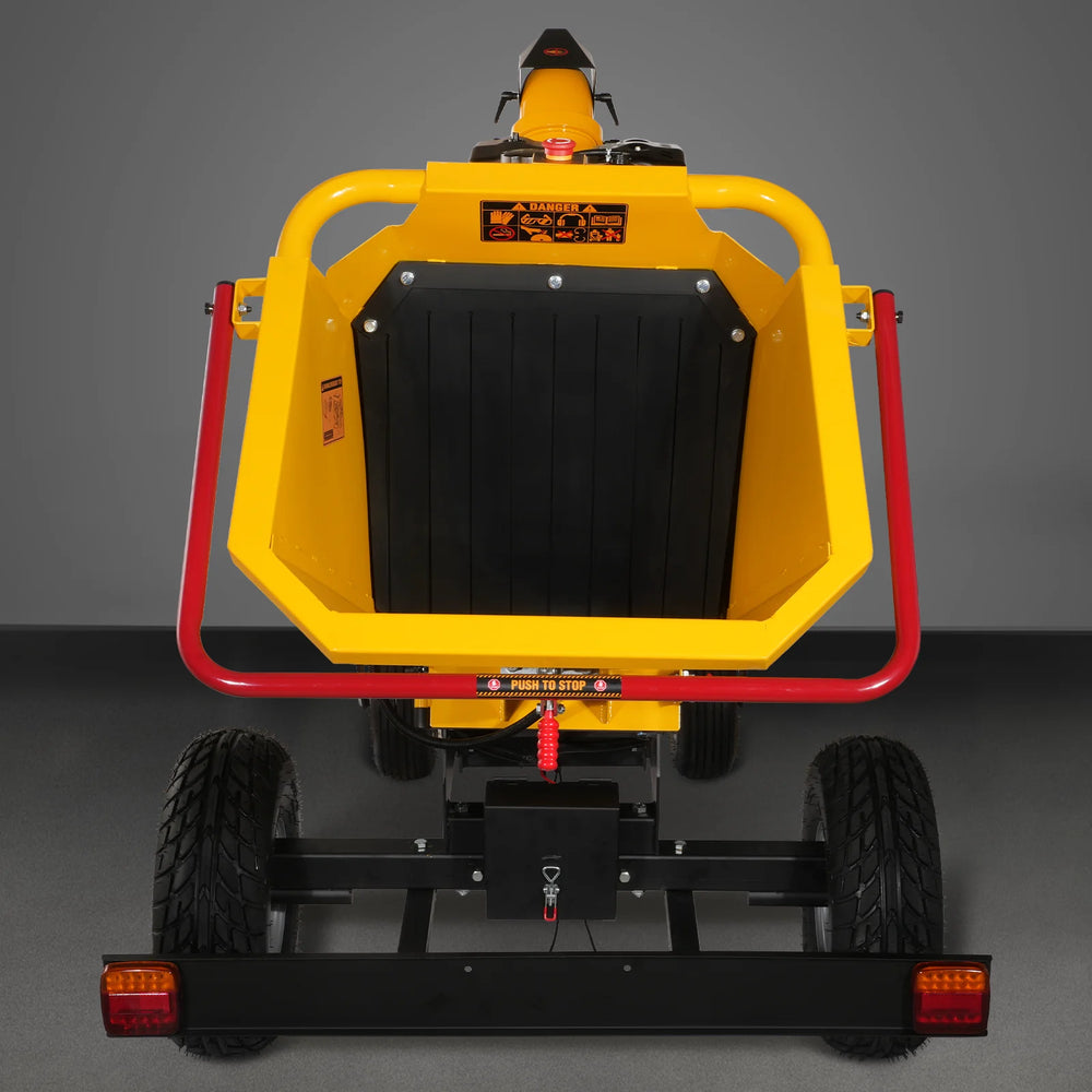 6 inch E-start Zonsen 420cc 13.4hp Gas Powered 4 - Wheel Drum Wood Chipper with Taillight ,  B150