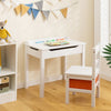 Flip-Top Wood Kids Activity Table and Chair Set with Hidden Storage Space-White - Gallery View 1 of 10