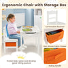 Ergonomic kids' chair with storage box and comfortable backrest, perfect for playroom or study use.