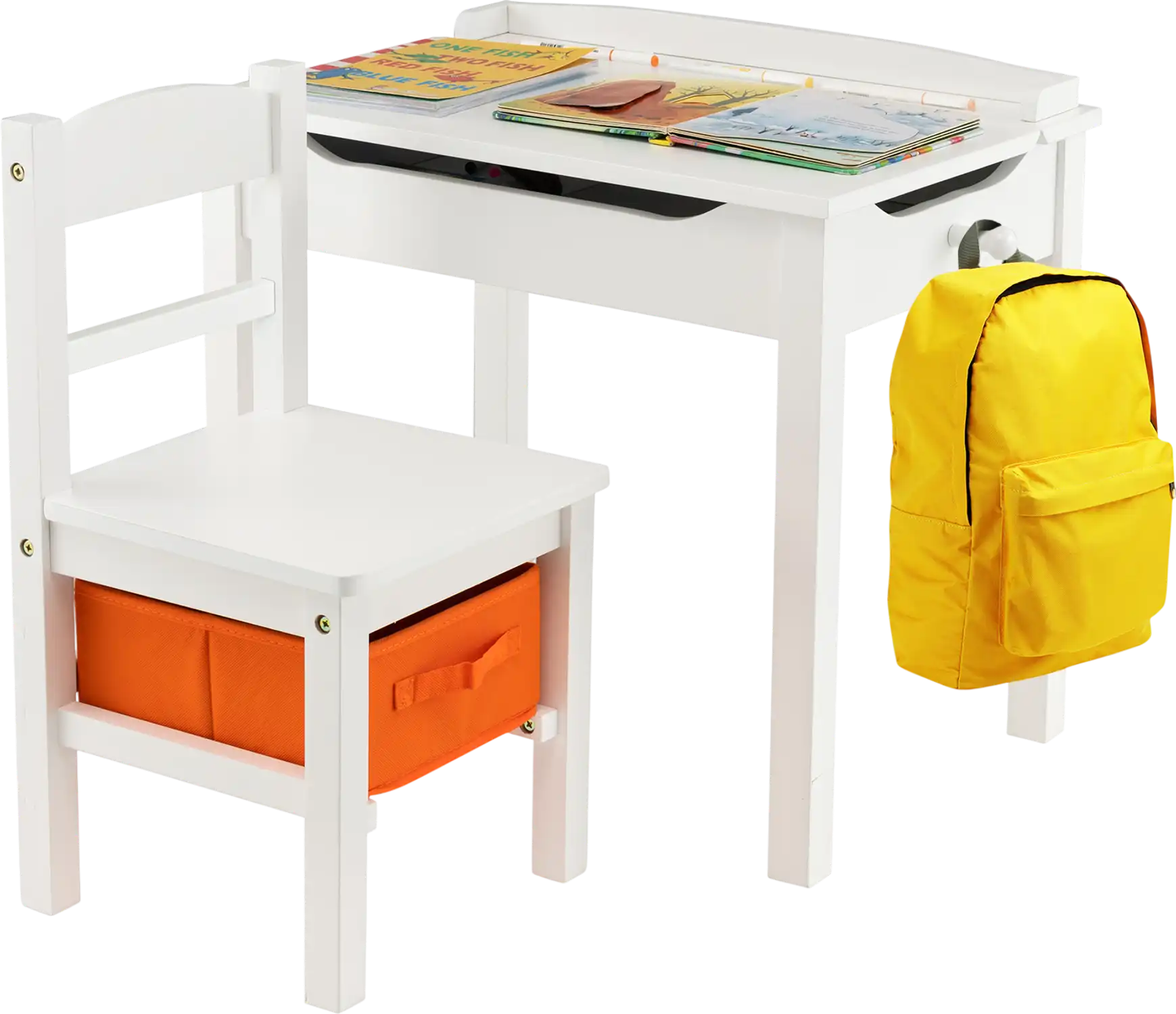Costway Wood Activity Kids Table and Chair Set w/ Storage 48536197 New
