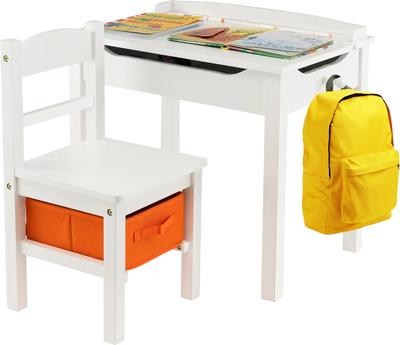 Costway Wood Activity Kids Table and Chair Set w/ Storage 48536197 New