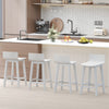 White wood bar stools set of 2 with solid back and seat, ideal for kitchen counters and dining areas.