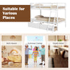 Twin over twin bunk bed in white wood with 2 storage drawers, ideal for kids' rooms or dormitories.
