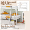 Four-step ladder of the Twin Over Twin Bunk Bed in white, providing safe access to the top bunk for kids' rooms.