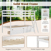 Twin over twin bunk bed frame in white with sturdy pine wood, two storage drawers, and integrated ladder for kids'.