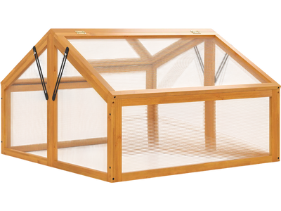 Costway Wood Cold Frame Greenhouse Raised Planter Transparent Openable Roof 99630505 New