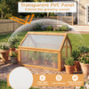 Wood cold frame greenhouse with transparent PVC panel and adjustable roof vents for plant protection and extended.