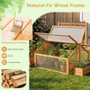 Wood cold frame greenhouse with transparent openable roof, natural fir wood frame, for plant protection and extended.