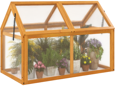 Costway Wood Cold Frame Greenhouse Raised Planter Adjustable Roof 48829832 New