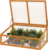 Wood cold frame greenhouse with transparent flip-top roof, featuring fir wood construction for plant protection and air.