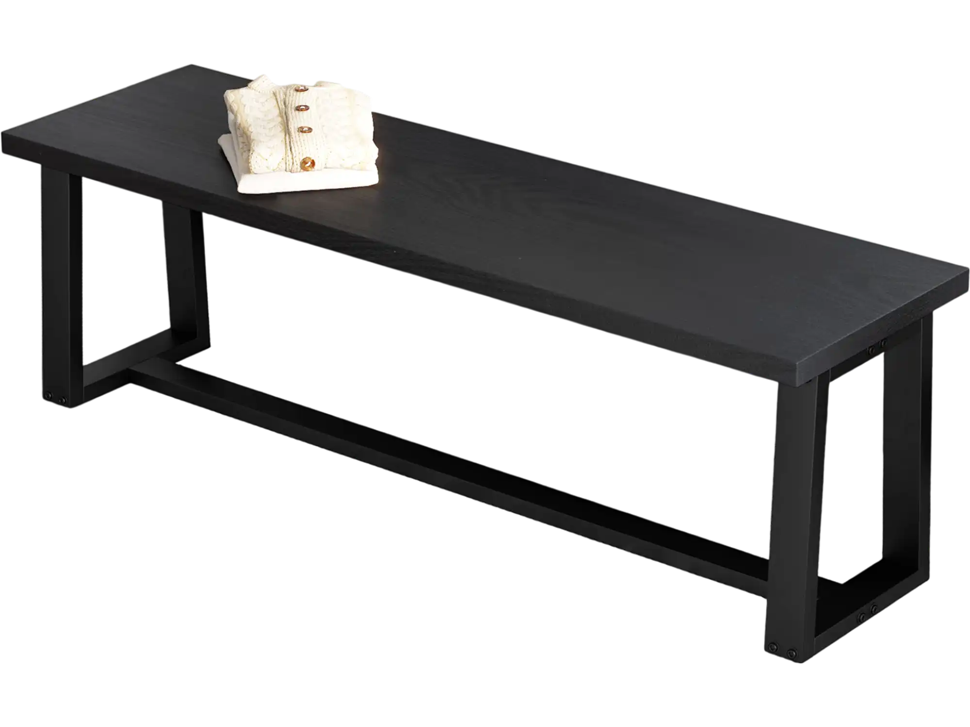 Costway Wood Dining Bench Metal Frame Adjustable Footpads Black 98243157 New
