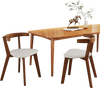 Wood dining chair set of 2 with padded seats and curved backrest, crafted from walnut for comfort and durability.