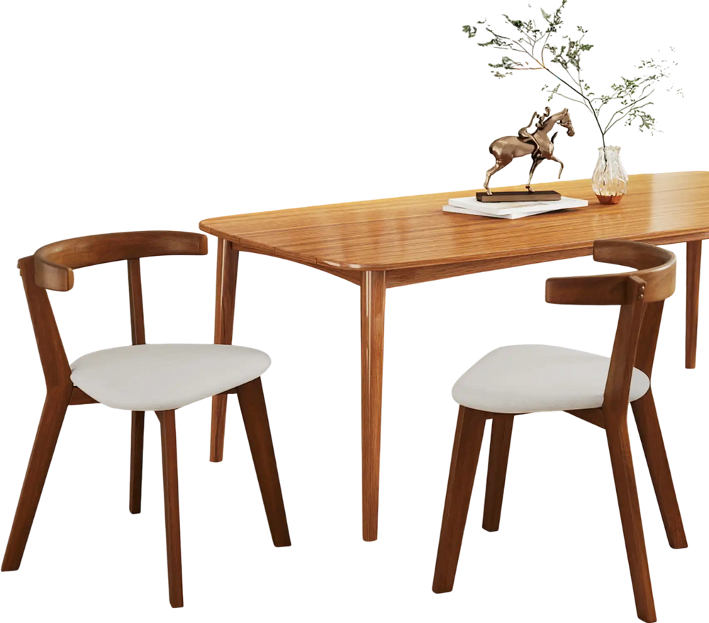 Wood dining chair set of 2 with padded seats and curved backrest, crafted from walnut for comfort and durability.