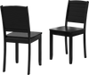 Black wood dining chair set of 2 with rubber wood legs, featuring a curved backrest for comfort and rustic farmhouse.