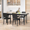 Black armless dining chair set with rubber wood legs, featuring a curved backrest for comfort and rustic farmhouse.