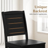 Black wood dining chair featuring a unique backrest design, sturdy rubber wood legs, perfect for kitchen or dining use.