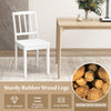 White wood dining chair with sturdy rubber wood legs, featuring a high curved backrest for optimal support and comfort.