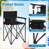 Portable oversized camping chair with removable armrests, side pocket, and non-slip foot pads for outdoor comfort.