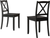 Black wood dining chairs set of 2 with rubber wood legs and curved backrest, perfect for elegant farmhouse dining.