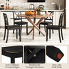 Black wood dining chair set of 2 with rubber wood legs and curved backrest, featuring anti-collision edges for safety.