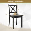 Black wood dining chair dimensions with rubber wood legs, curved backrest, and a weight capacity of 350 lbs.