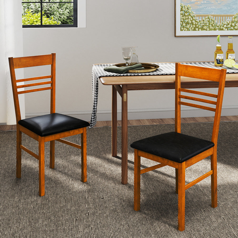 Wood Dining Chairs Set of 2 with Rubber Wood Frame-Walnut - Gallery View 1 of 9