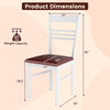 Wood dining chair dimensions with a white rubber wood frame, high backrest, and PU leather seat for easy maintenance.