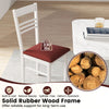 White wood dining chair with solid rubber wood frame and high-resilience upholstered seat for kitchen or dining room.