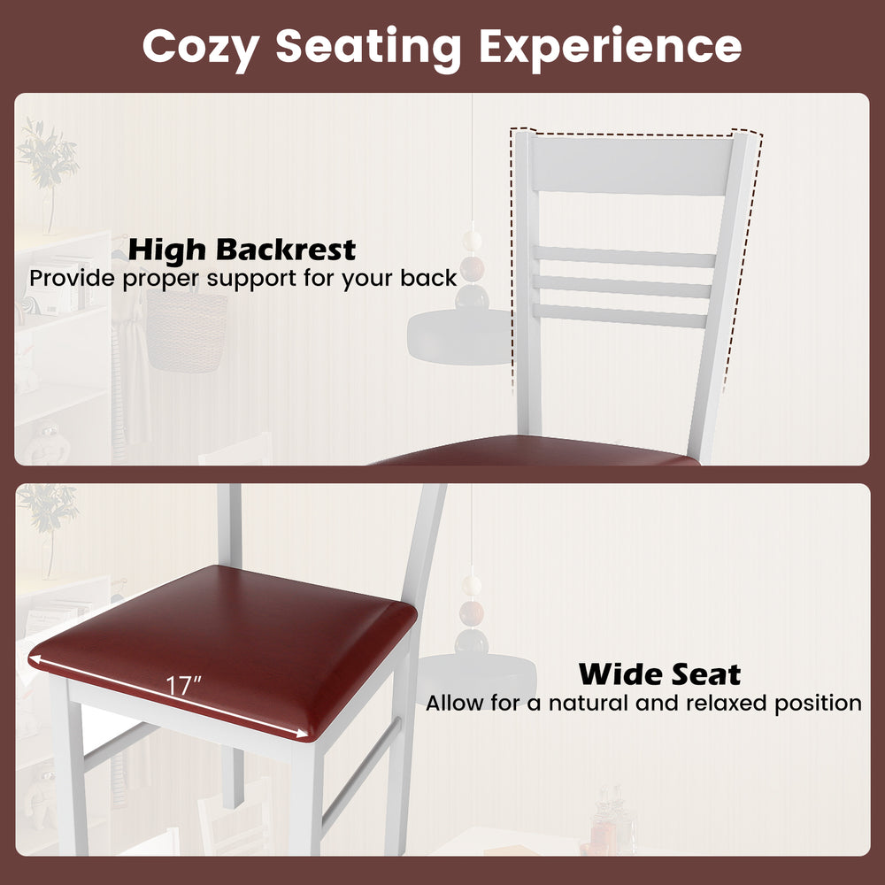 High backrest and wide seat of wood dining chair set provide comfort and support for relaxed seating in any space.