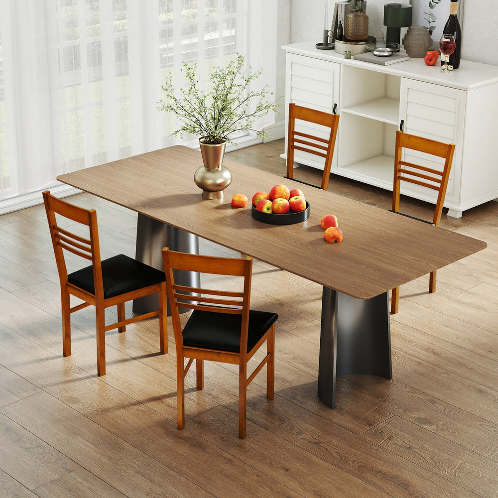 Wood dining chairs set of 4 with rubber wood frame in walnut finish, featuring high backrests and upholstered seats for.