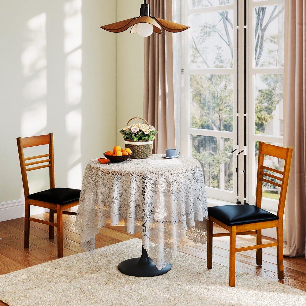 Wood dining chairs set of 4 with walnut finish, featuring high backrests and PU leather seats, ideal for dining rooms.