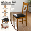 Wood dining chair with high-resilience PU leather seat, walnut finish, ideal for kitchen or dining room use.
