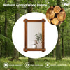 Wood framed mirror with natural acacia wood and vintage rivet design, ideal for enhancing rustic living spaces.