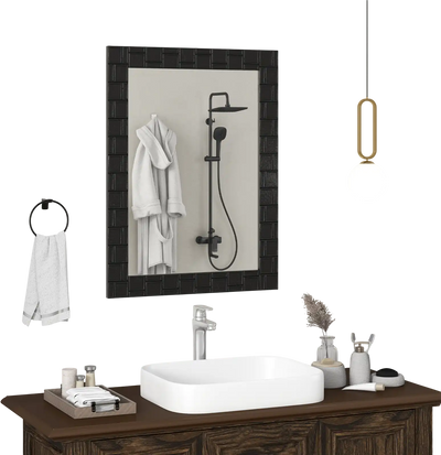 Costway Wood Framed Rectangle Wall Vanity Mirror Black 49526371 New